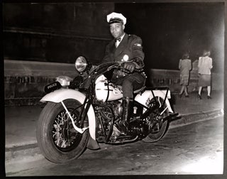 Item #H33649 14 x 11" photo of motorcycle patrolman James Holt, Pittsburgh, October 1945. Charles...
