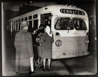 Item #H33659 14 x 11" photo of people boarding the Terrace-2 bus, Pittsburgh ca. 1950. Charles...