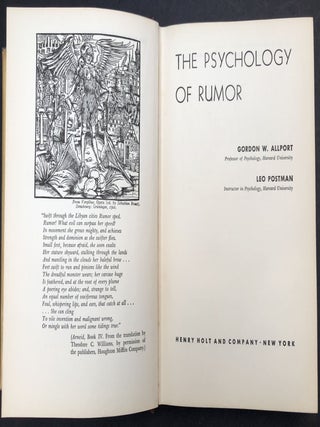 The Psychology of Rumor