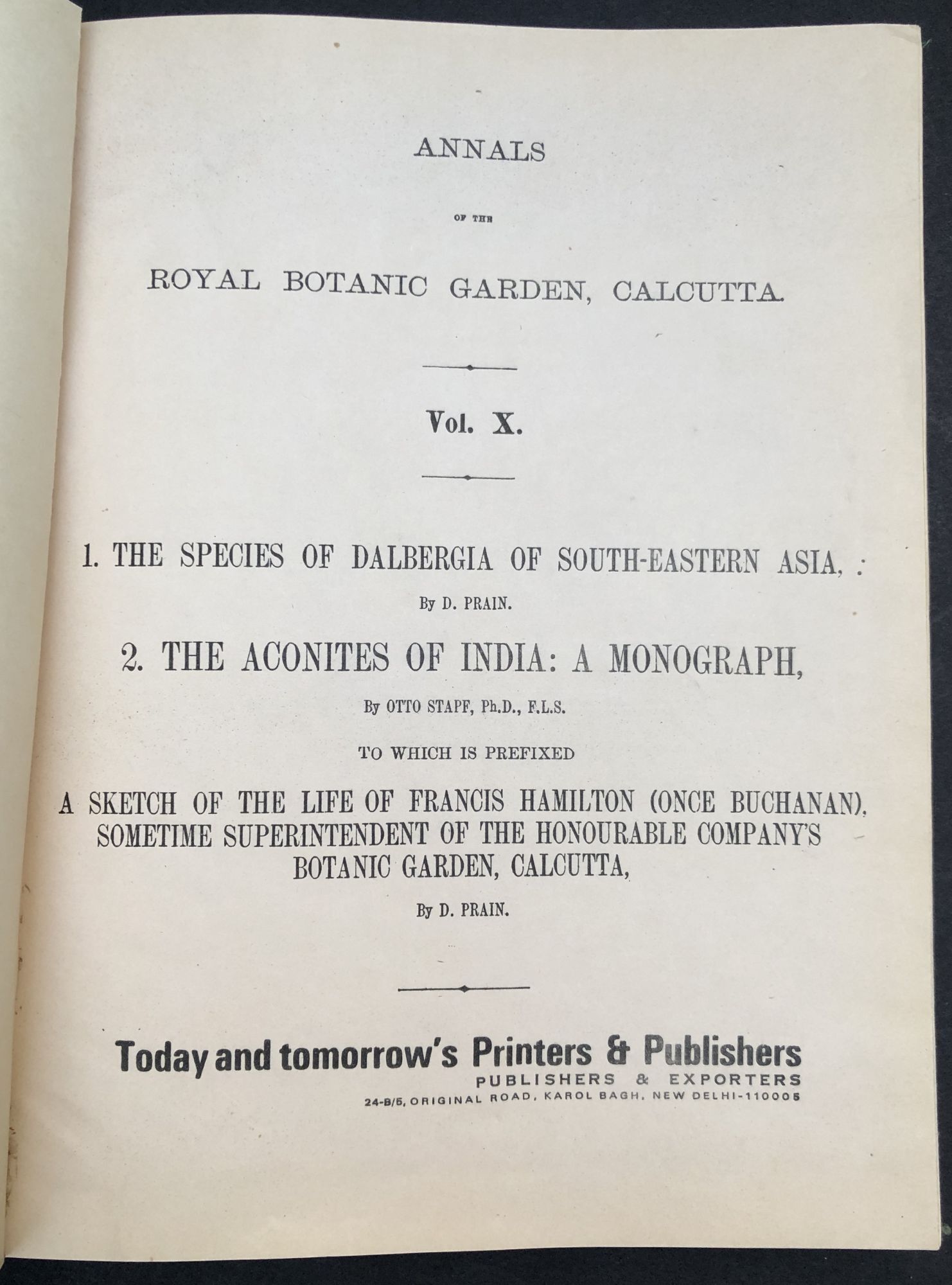 Annals of the Royal Botanic Garden, Calcutta, Vol. X 1904 | D. Prain ...