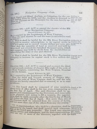 Acts of the Legislaature of West Virginia at its Ninth Sesson, Commending January 17th, 1871