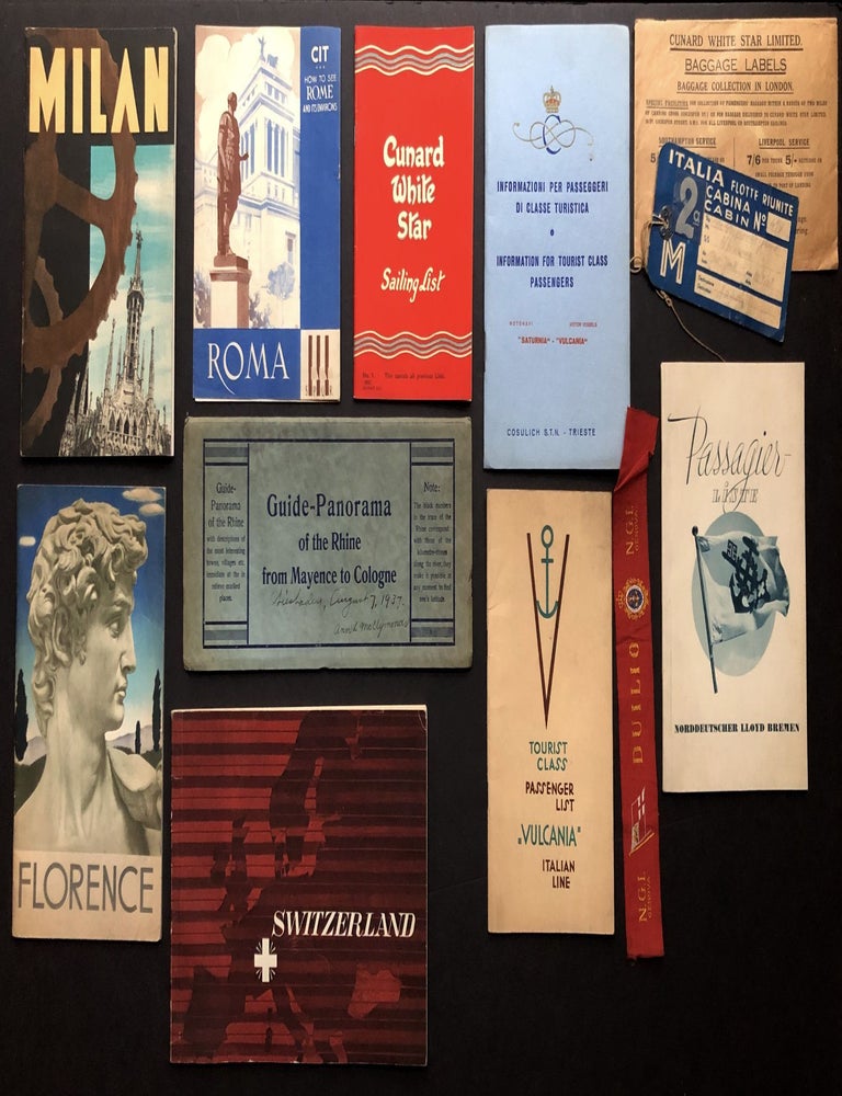 Item #H34301 Group of 1934-1937 brochures, booklets, passenger lists, receipts, etc., for trip to Italy, Switzerland and Germany