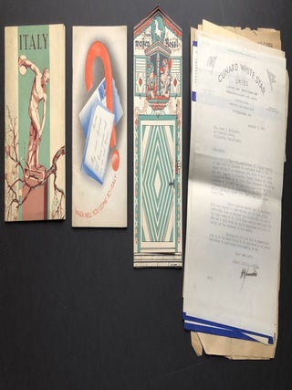 Group of 1934-1937 brochures, booklets, passenger lists, receipts, etc., for trip to Italy, Switzerland and Germany
