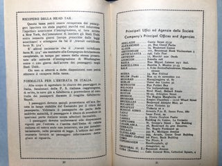 Group of 1934-1937 brochures, booklets, passenger lists, receipts, etc., for trip to Italy, Switzerland and Germany