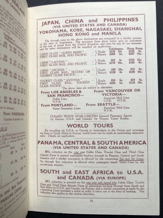 Group of 1934-1937 brochures, booklets, passenger lists, receipts, etc., for trip to Italy, Switzerland and Germany