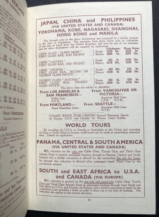 Group of 1934-1937 brochures, booklets, passenger lists, receipts, etc., for trip to Italy, Switzerland and Germany