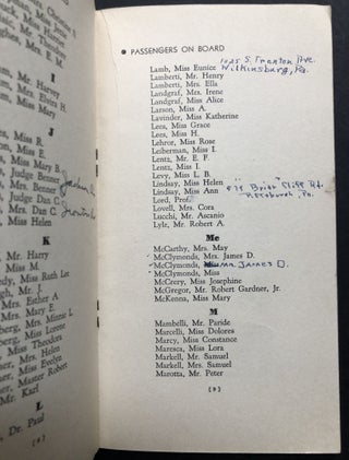 Group of 1934-1937 brochures, booklets, passenger lists, receipts, etc., for trip to Italy, Switzerland and Germany
