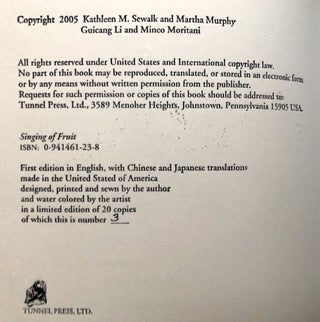Singing of Fruit, Haiku Poems, with translations into Chinese and Japanese, one of 20 copies signed