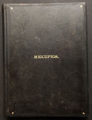 Item #H34685 Ca. 1900s leatherbound book of typed recipes for cakes, cookies, pies and alcoholic...