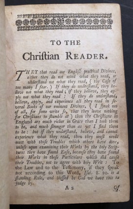 The Real Christian, or A Treatise of Effectual Calling (1742). Wherein the work of God in drawing the soul to Christ being opened according to the Holy Scriptures, some things required by our late divines as necessary to a right preparation for Christ, and true closing with Christ, which have caused, and do still cause much trouble to those worthy men, brought to the ballance of the sanctuary, there weighed, and accordingly judged.