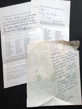 Archive of 200 acceptance/rejection notes and literary correspondence to poet John Alfred Taylor including Robert Bly, Joseph McElroy, Dave Smith, Mona Van Duyn, John Williams, Thomas Williams, et al.