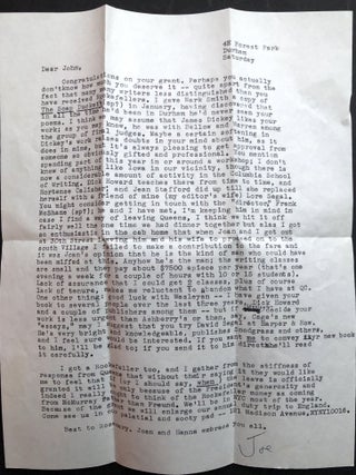 Archive of 200 acceptance/rejection notes and literary correspondence to poet John Alfred Taylor including Robert Bly, Joseph McElroy, Dave Smith, Mona Van Duyn, John Williams, Thomas Williams, et al.