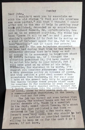 Archive of 200 acceptance/rejection notes and literary correspondence to poet John Alfred Taylor including Robert Bly, Joseph McElroy, Dave Smith, Mona Van Duyn, John Williams, Thomas Williams, et al.