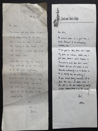 Archive of 200 acceptance/rejection notes and literary correspondence to poet John Alfred Taylor including Robert Bly, Joseph McElroy, Dave Smith, Mona Van Duyn, John Williams, Thomas Williams, et al.