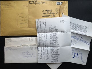 Archive of 200 acceptance/rejection notes and literary correspondence to poet John Alfred Taylor including Robert Bly, Joseph McElroy, Dave Smith, Mona Van Duyn, John Williams, Thomas Williams, et al.