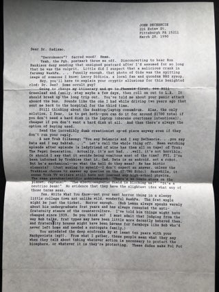 Archive of 250 letters to John Alfred Taylor, 1980-2002, on sci-fi, fantasy, publishing, horror, Lovecraft, movies...