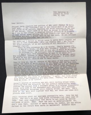 Archive of 250 letters to John Alfred Taylor, 1980-2002, on sci-fi, fantasy, publishing, horror, Lovecraft, movies...