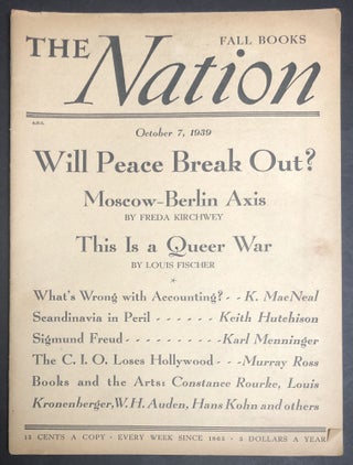 Item #H35310 The Nation, October 7, 1939. W. H. Auden, Karl Menninger