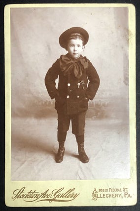 Item #H35312 Charming 1880s cabinet photo of boy in sailor's outfit, Allegheny PA (North Side...