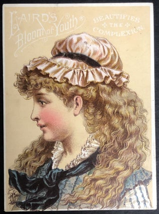 Item #H35319 1880s trade card for Laird's Bloom of Youth: Beautifies the Complexion