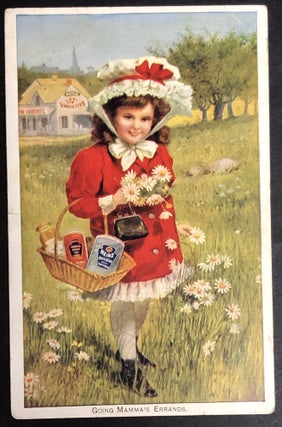 Item #H35320 Ca. 1900 trade card "Going Mamma's Errands" Little Red Riding Hood with basket of...