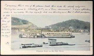 Item #H35328 Ca. 1900s postcard of a pleasure boat on Ohio River near Pittsburgh on a "beer run"...