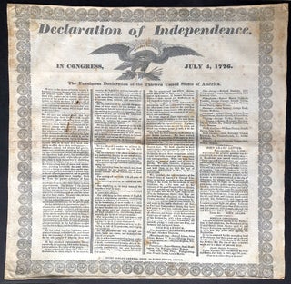 Item #H35418 Declaration of Independence ca. 1830s large muslin handkerchief letterpress printing