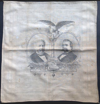 Item #H35428 1884 large campaign handkerchief James G. Blaine & John A. Logan