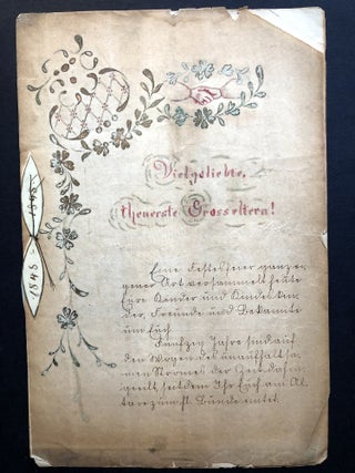 Item #H35468 1898 handwritten German decorated tribute honoring grandparents' 50th anniversary