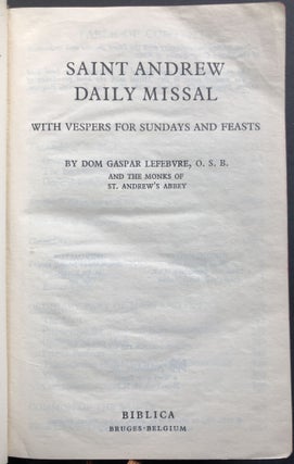 Saint Andrew Daily Missal, with Vespers for Sundays and Feasts