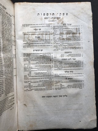 Hebrew edition of the Yoma tractate from the Mishnah and Babylonian Talmud, 1833