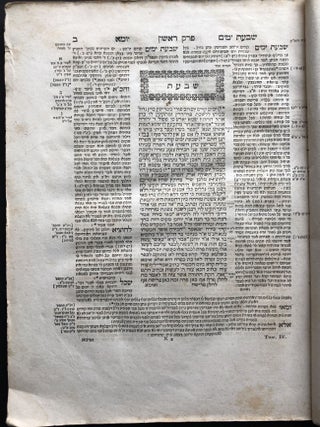 Hebrew edition of the Yoma tractate from the Mishnah and Babylonian Talmud, 1833
