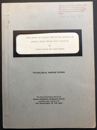 Item #H35592 Some Effects of Overseas Duty on the Attitudes of American Troops Toward Host...