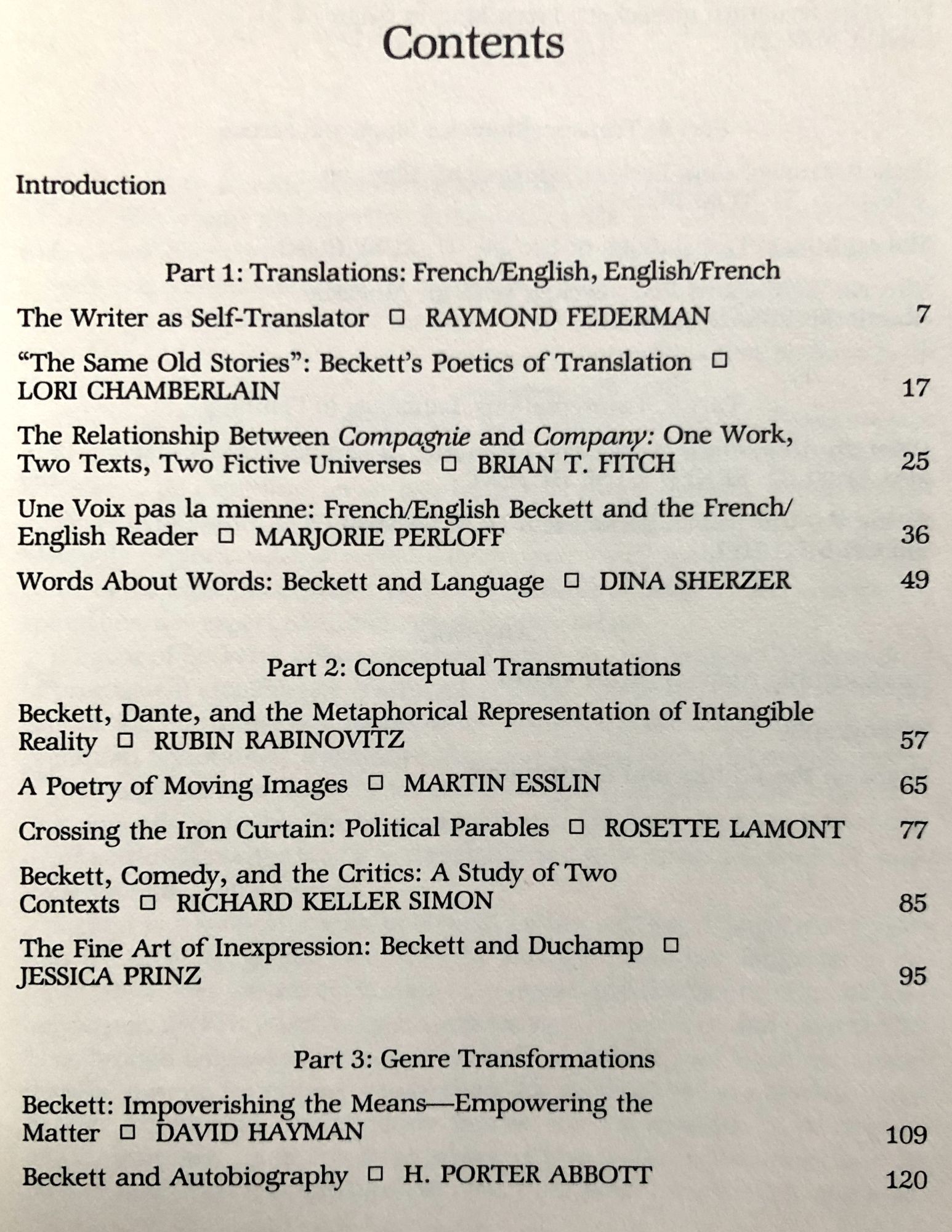 Beckett Translating / Translating Beckett | Alan Warren Friedman, eds ...