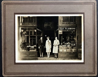 Item #H35642 "Cut Flowers" -- 1910s photo of a florist's shop and its workers. Occupational...