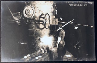 Item #H35701 Original 8 x 5 photograph of Pouring Steel, Pittsburgh Steel Mills, Ca. 1910