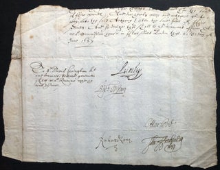 Item #H35720 Portion of a handwritten legal document from 1637 signed by Lane, Lumley and several...