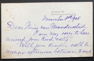 Item #H35739 1905 autograph note from the Venezuelan pianist and composer from Berlin. Teresa...