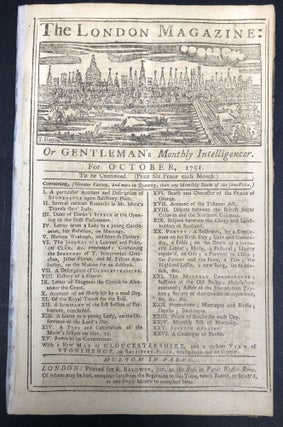 Item #H35790 The London Magazine, October 1751: folding map of Gloucestershire, view of Stonehenge