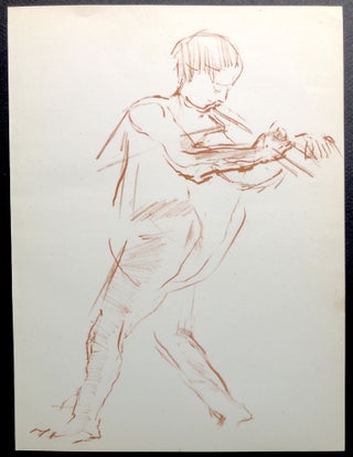 Item #H35893 "The Flute Player" original 1948 lithograph. Oskar Kokoshka