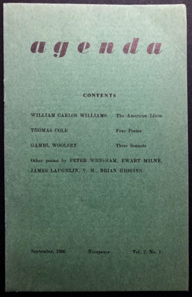 Item #H36033 Agenda, September 1960, Vol. 2 no. 1 with Williams on the American idiom. William...