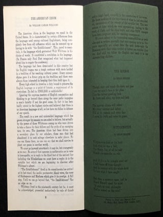 Agenda, September 1960, Vol. 2 no. 1 with Williams on the American idiom