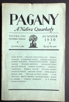 Item #H36052 Pagany, A Native Quarterly Summer 1930, Vol. 1 no. 3. Richard Johns, Gertrude Stein,...