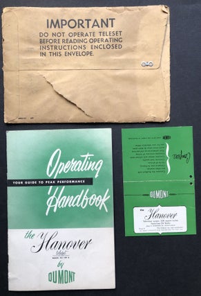 Item #H36186 1950 Operating Handbook The Hanover Teleset Television, Model RA-109A. Inc Allen B....