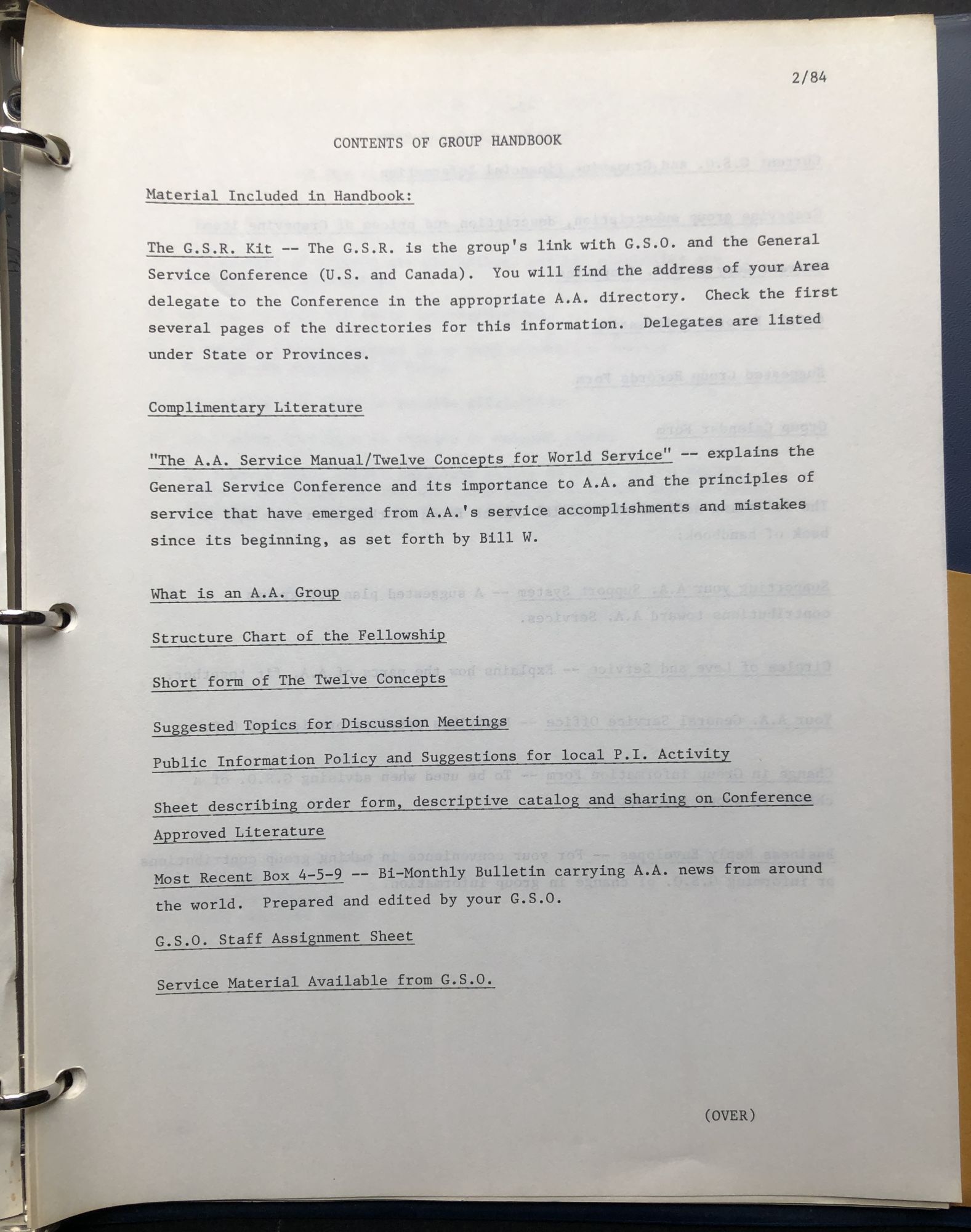 Aa Group Handbook.pdf The Group Handbook 1983 vinyl binder with lots of brochures, AA Service ...