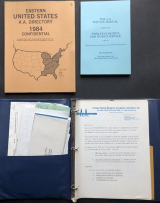 The Group Handbook (1983 vinyl binder with lots of brochures, AA Service Manual, Eastern United States A. A. Directory for 1984, etc.)