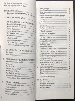 The Group Handbook (1983 vinyl binder with lots of brochures, AA Service Manual, Eastern United States A. A. Directory for 1984, etc.)