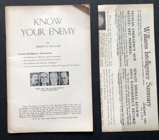 Item #H36286 Know Your Enemy (Anti-Communist, Anti-Semitic pamphlet). Robert H. Williams