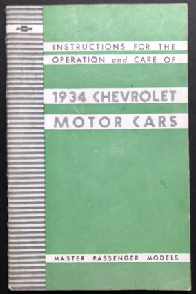 Item #H36627 1934 Instructions for the Operation and Care of Chevrolet Motor Cards, Masters...
