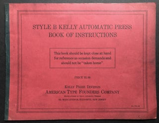 Item #H36631 1932 Style B Kelly Automatic Press, Book of Instructions. American Type Founders...